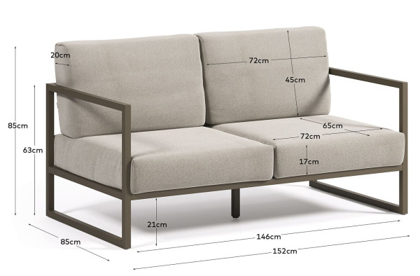 Диван La Forma COMOVA O100_20_ST79 2-местный Светло-серый-4