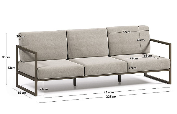 Диван La Forma COMOVA O100_30_ST79 3-місний Світло-сірий-4