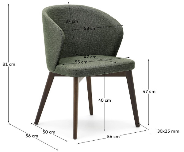 Стілець La Forma DARICE C0100169JJ06 Зелений тканина-6