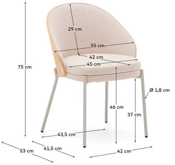 Стул La Forma EAMY C0100184HE12 Бежевый ткань Синель-7