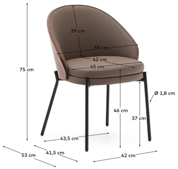 Стілець La Forma EAMY C0100219UU10 Коричневий/горіх екошкіра-7