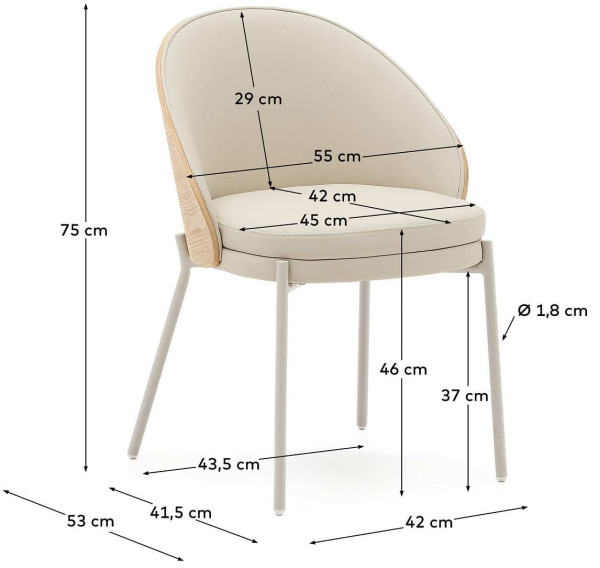 Стілець La Forma EAMY C0100221UU12 Бежевий/натуральний екошкіра-7