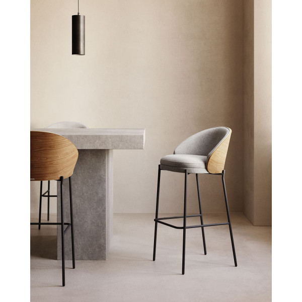 Барний стілець La Forma EAMY C0600001HE12 Сірий-натуральний-1