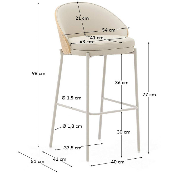 Барный стул La Forma EAMY C0600096UU12 Бежевый экокожа-7