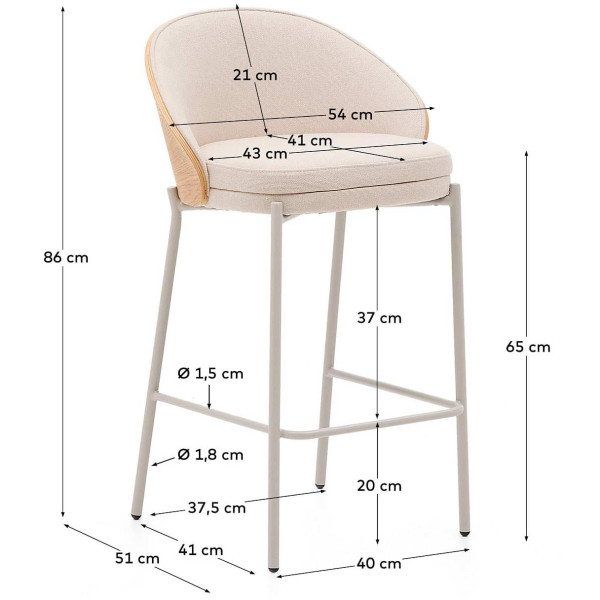 Напівбарний стілець La Forma EAMY C0600103HE12 Бежевий-8