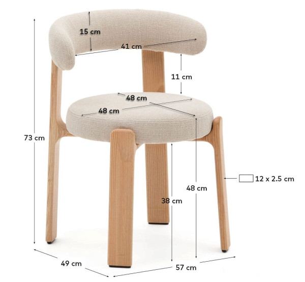 Стілець La Forma Granite C0100210CC12 Бежевий тканина-14