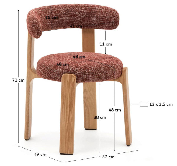 Стілець La Forma Granite C0100210CC86 Теракотовий тканина-12