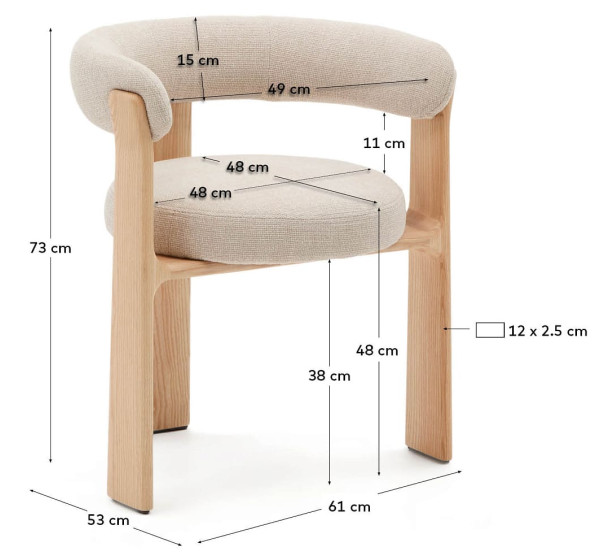 Стул La Forma Granite C0100207CC12 Бежевый ткань-15