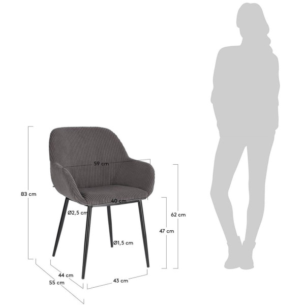 Стілець La Forma KONNA CC0934LN15 Сірий вельвет-8