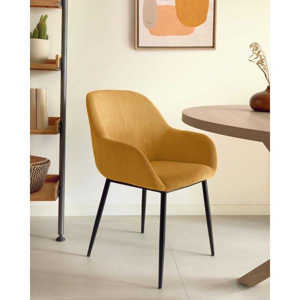 Стілець La Forma KONNA CC0934PN81 Жовтий вельвет-1