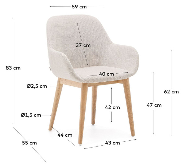 Стілець La Forma KONNA CC5228KY12 Бежевий тканина-7