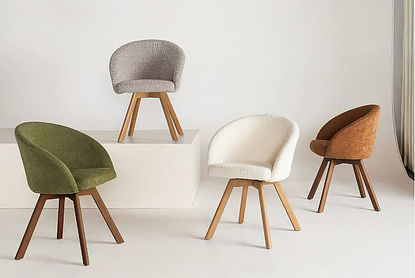 Поворотний стілець La Forma MARVIN C0100114KY20 Зелений тканина-4