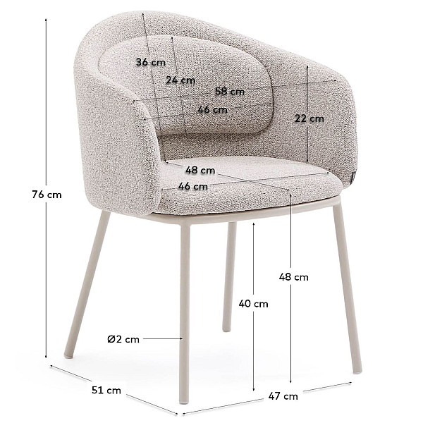Стілець La Forma Minda C0100223VS12 Бежевий тканина-10