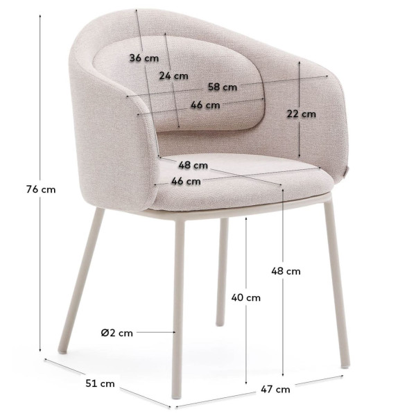 Стілець La Forma Minda C0100224BF12 Бежевий тканина-11