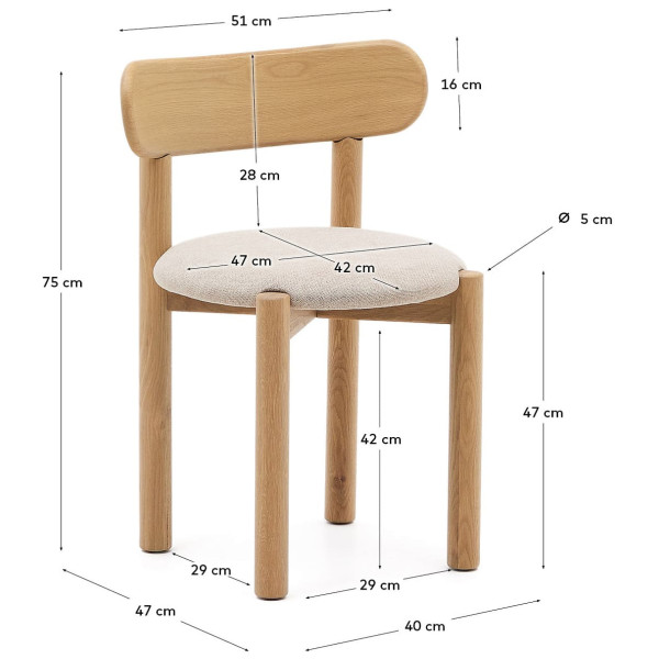 Стілець La Forma NEBAI C0100117SO12 Бежевий/натуральний тканина Синель-8