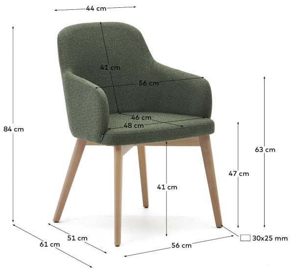 Стілець La Forma NELIDA C0100072JJ06 Зелений тканина-6