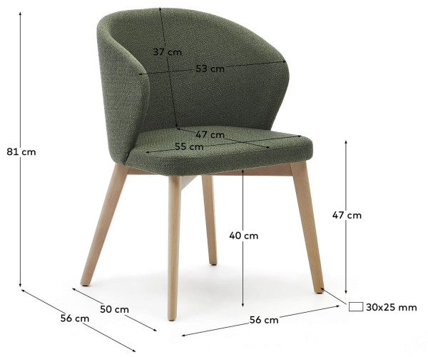 Стілець La Forma DARICE C0100064JJ06 Зелений тканина-6