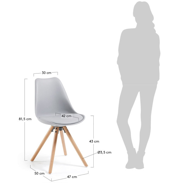 Стул La Forma Lars Серый EC005S14 пластик-бук-5