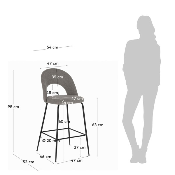 Напівбарний стілець La Forma Mahalia Сірий-9