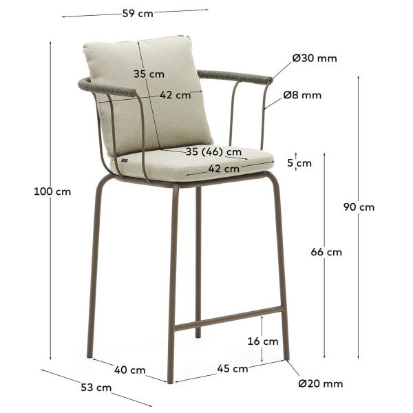 Полубарный стул La Forma SALGUER J1100015RR09 Коричневый-10