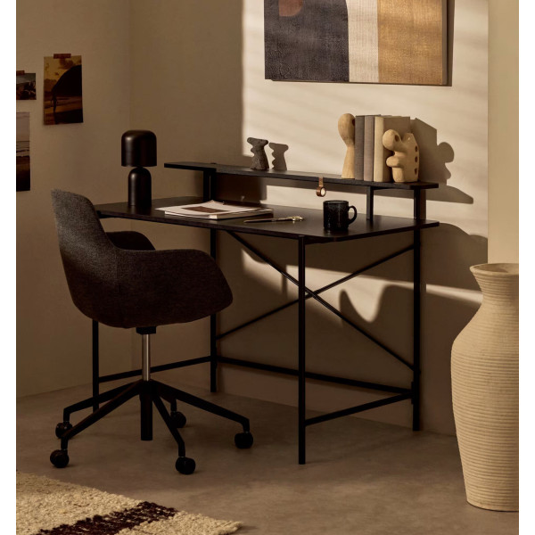 Стілець поворотний на коліщатках La Forma TISSIANA C0200006BF15 Темно-сірий тканина синель-2