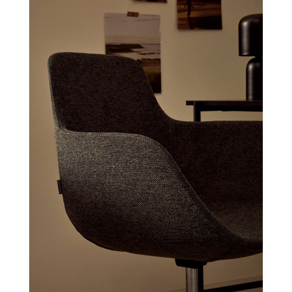 Стілець поворотний на коліщатках La Forma TISSIANA C0200006BF15 Темно-сірий тканина синель-3