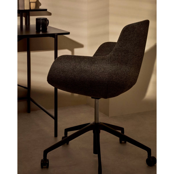 Стілець поворотний на коліщатках La Forma TISSIANA C0200006BF15 Темно-сірий тканина синель-1