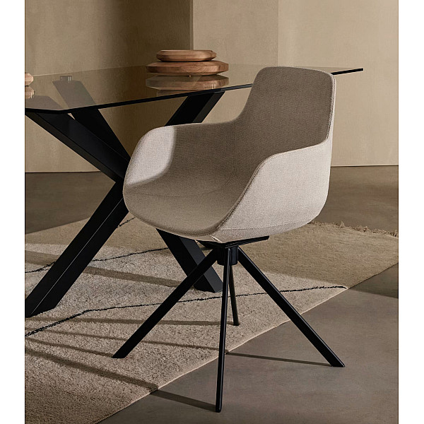 Стілець поворотний La Forma TISSIANA C0200007BF12 Бежевий тканина синель-1