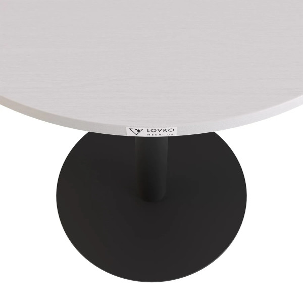 Круглый обеденный стол Lovko Soul light Черный металл/белый ДСП текстура D-60 см-1