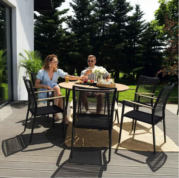 Комплект садових меблів Di Volio Acona 6+1 Чорний/бежевий-2