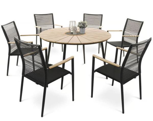 Комплект садових меблів Di Volio Acona 6+1 Чорний/бежевий-1