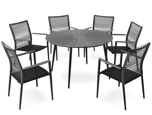 Комплект садовой мебели Di Volio Acona 6+1 Черный/серый-6