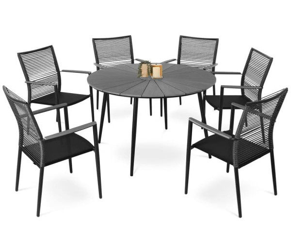 Комплект садовой мебели Di Volio Acona 6+1 Черный/серый-5
