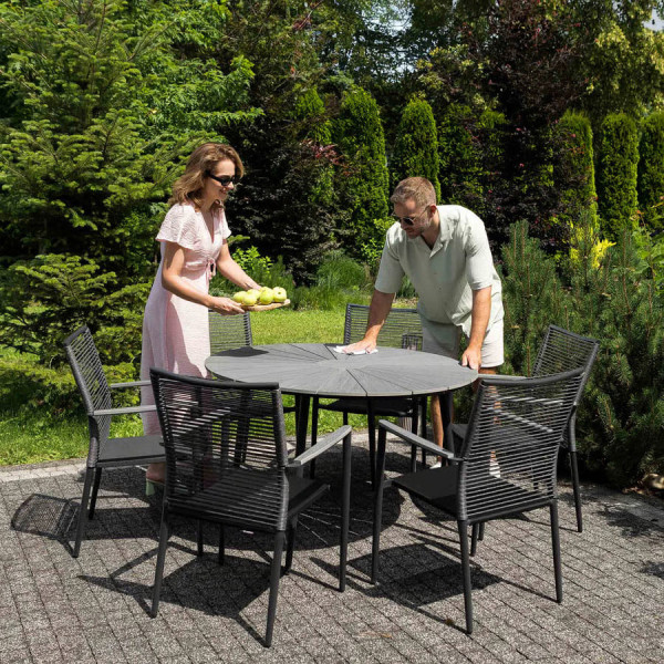 Комплект садовой мебели Di Volio Acona 6+1 Черный/серый-2