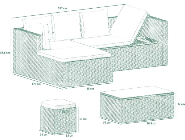 Комплект садовой мебели Di Volio Bologna Бежевый-15