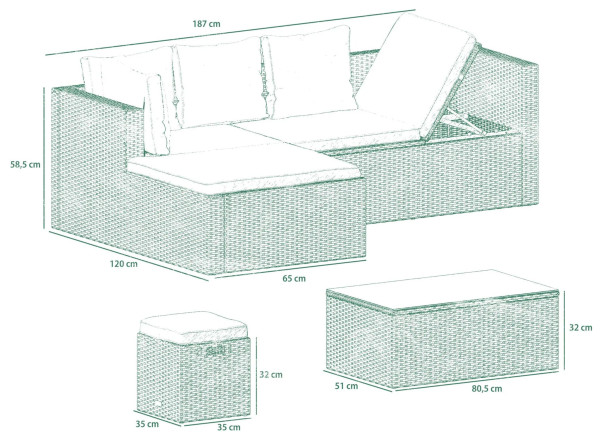 Комплект садовой мебели Di Volio Bologna Черный/серый-19
