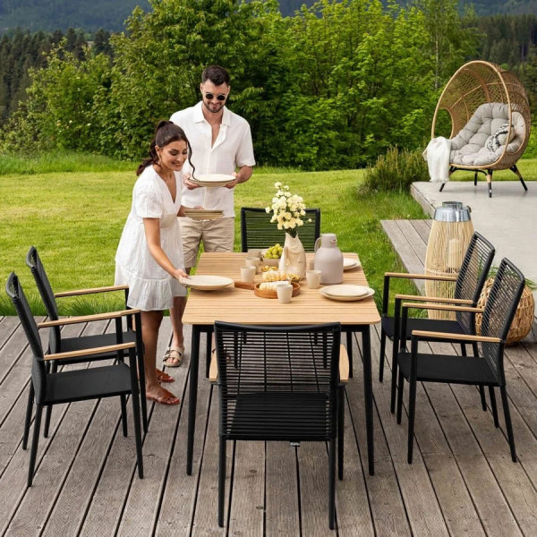 Комплект садовой мебели Di Volio Breno 6+1 Черный/бежевый-1