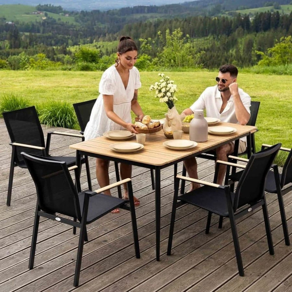 Комплект садових меблів Di Volio Brivio 6+1 Чорний/бежевий-1