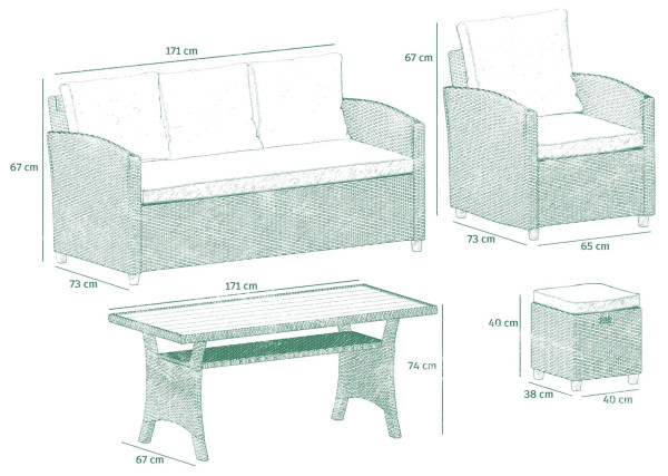 Комплект садовой мебели Di Volio Genova Бежевый-9