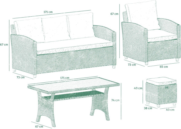 Комплект садових меблів Di Volio Genova Сірий/графіт-19