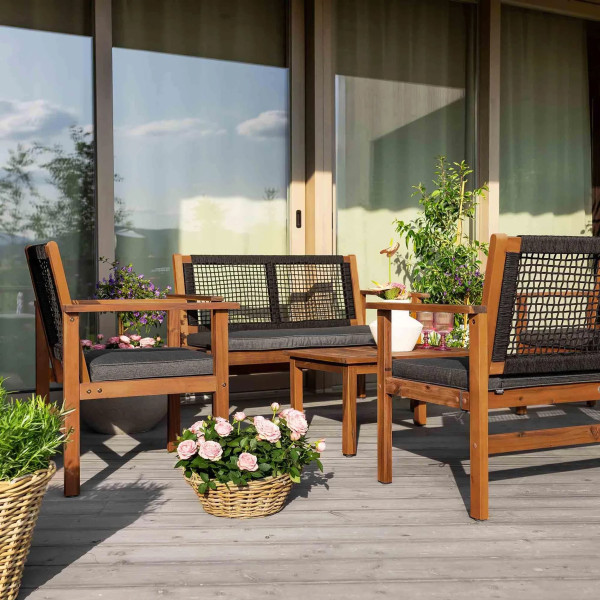 Комплект садових меблів Di Volio Marata Чорний/коричневий-9