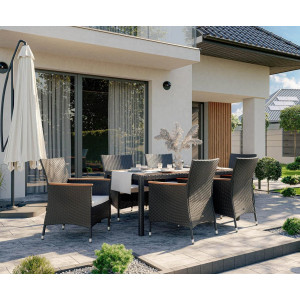 Комплект садовой мебели Di Volio VERONA 6+1 Черный/кремовый