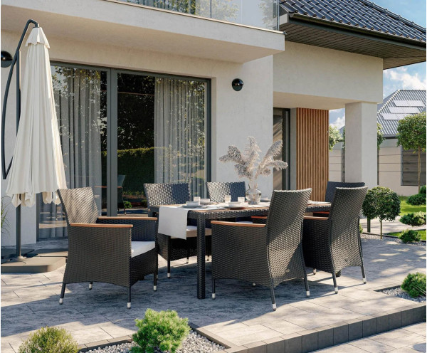 Комплект садових меблів Di Volio VERONA 6+1 Чорний/кремовий-0