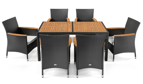 Комплект садових меблів Di Volio VERONA 6+1 Чорний/кремовий-10