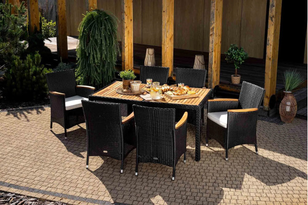 Комплект садових меблів Di Volio VERONA 6+1 Чорний/кремовий-5