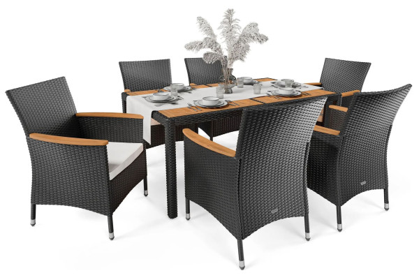 Комплект садових меблів Di Volio VERONA 6+1 Чорний/кремовий-8