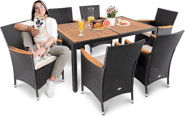 Комплект садових меблів Di Volio VERONA 6+1 Чорний/кремовий-9