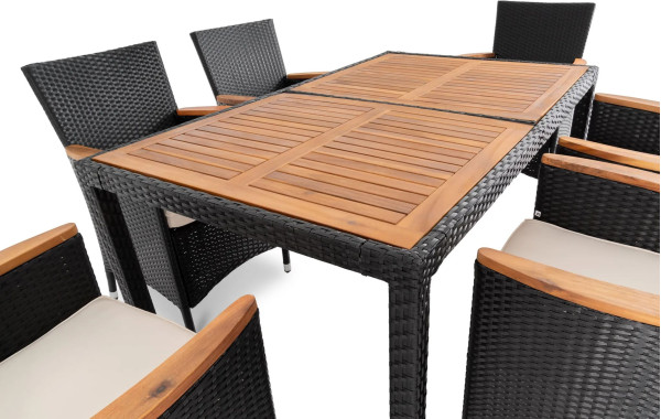 Комплект садових меблів Di Volio VERONA 6+1 Чорний/кремовий-13