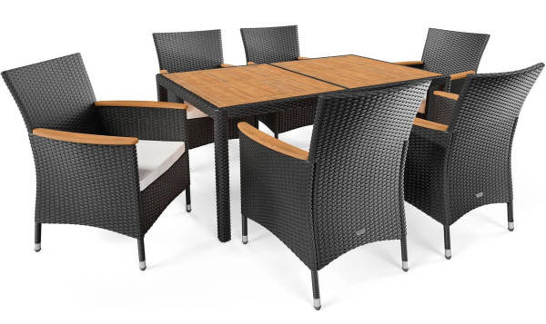 Комплект садових меблів Di Volio VERONA 6+1 Чорний/кремовий-11