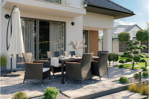 Комплект садових меблів Di Volio VERONA 6+1 Чорний/кремовий-1